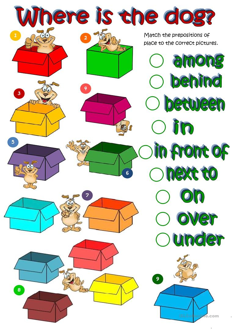 Where&amp;#039;s The Dog - Prepositions Of Place Worksheet - Free Esl | Free Printable Worksheets For Prepositions