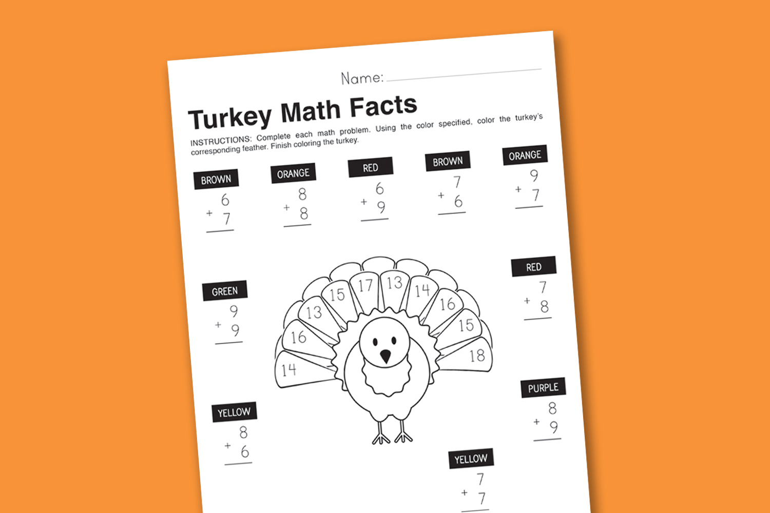 Worksheet Wednesday: Turkey Math Facts - Paging Supermom | Free Printable Thanksgiving Math Worksheets
