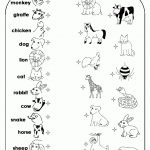 Worksheets For Preschoolers  Matching Animals | Match The Animals | Los Animales Printable Worksheets