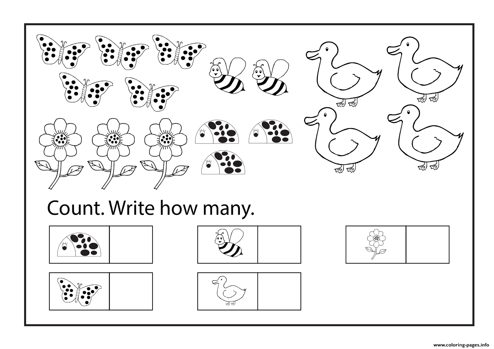 Worksheets Kindergarten Free Printable Educational Counting Coloring | Free Printable Worksheets For Kindergarten