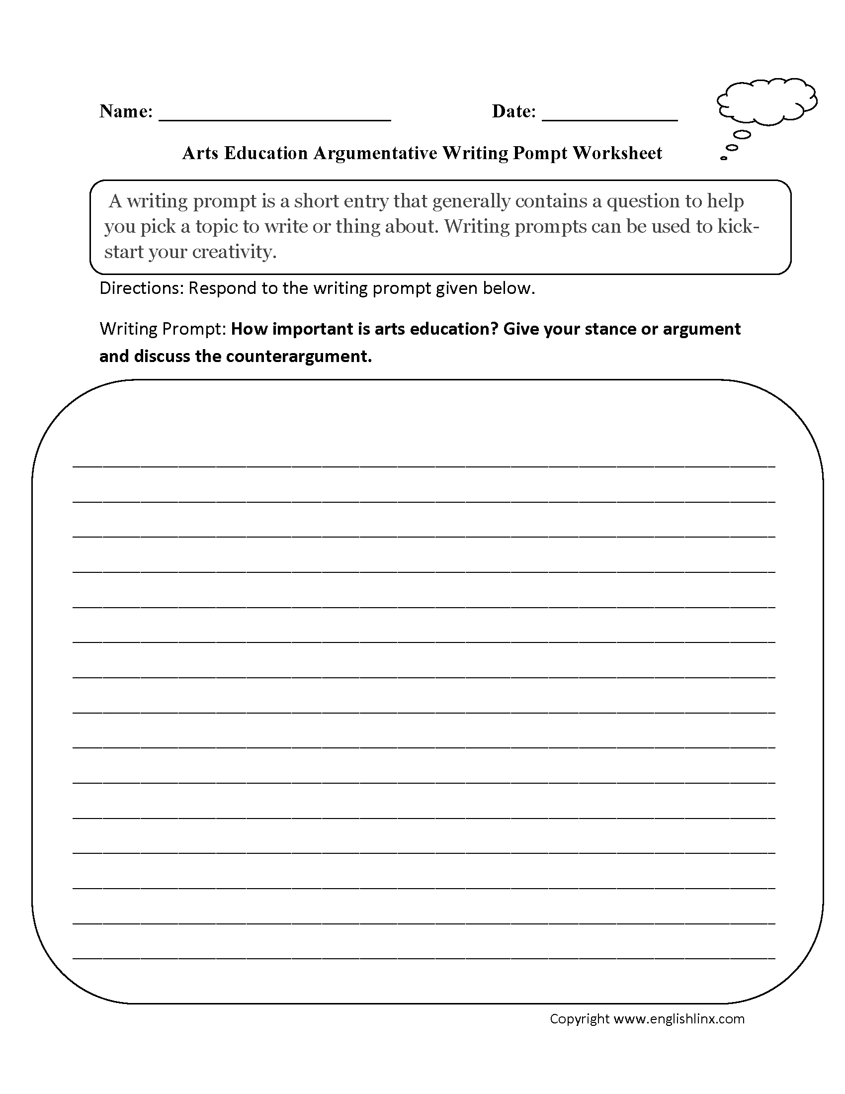 Writing Prompts Worksheets | Argumentative Writing Prompts Worksheets | 6Th Grade Writing Worksheets Printable Free
